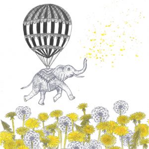 Elefant am Heißluftballon